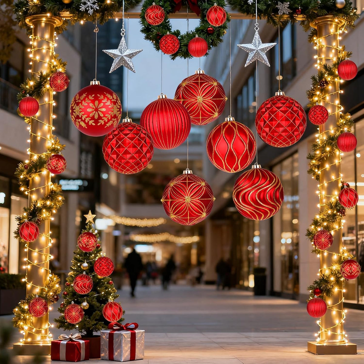 Lanpn 12 bolas de Navidad grandes de 4 pulgadas, decoraciones colga...