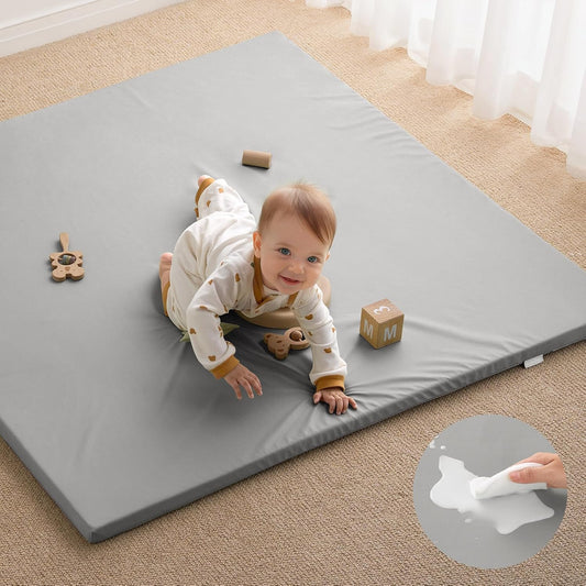 Blissful Diary Alfombra de juego de cuero vegano para bebé, 47"...
