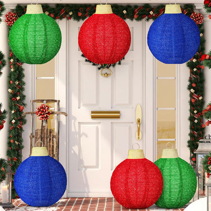 3 bolas de Navidad grandes de 12 pulgadas, adorno, purpurina, rojo,...