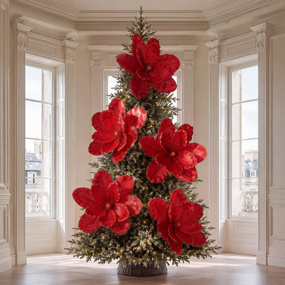 Thiccywoov Paquete de 8 flores grandes de magnolia de terciopelo de...