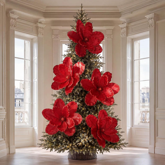 Thiccywoov Paquete de 8 flores grandes de magnolia de terciopelo de...
