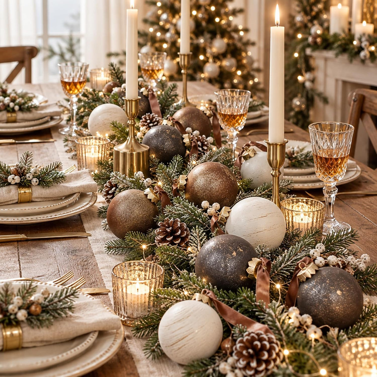 Yunlly - 12 adornos de Navidad neutros 2026, color bronce gris pard...