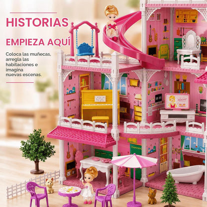 KIZONLY Casa rosa de 4 pisos para niñas de 3 años en adelante, casa...