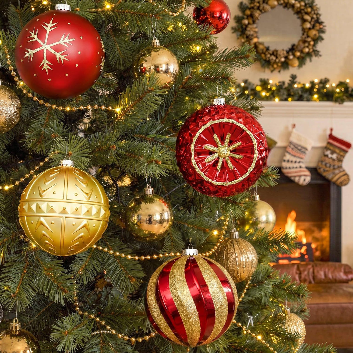SHareconn Bolas decorativas grandes de árbol de Navidad de 4 unidad...