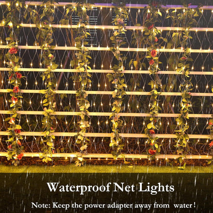 Joomer Paquete de 2 luces de red de Navidad de 12 pies x 5 pies, lu...
