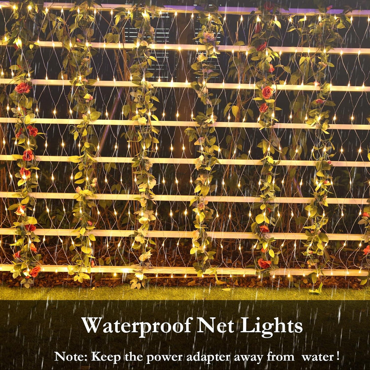 Joomer Luces de red de Navidad de 12 pies x 5 pies, luces de malla...