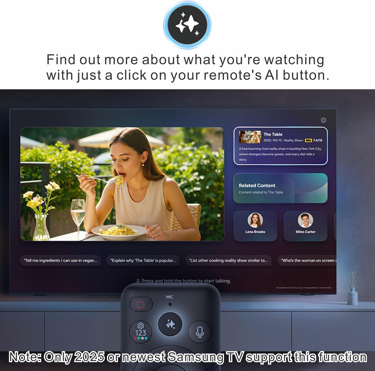 Remoto Solarcell de repuesto para Samsung Smart TV Remote w\/AI You...