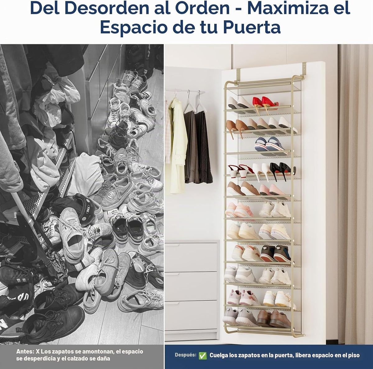 Whitmor 36 pares de organizadores de zapatos para colgar sobre la p...