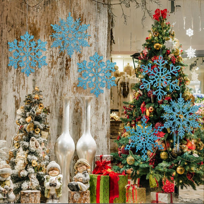 6 adornos grandes de copos de nieve azules de 12 pulgadas, copos de...