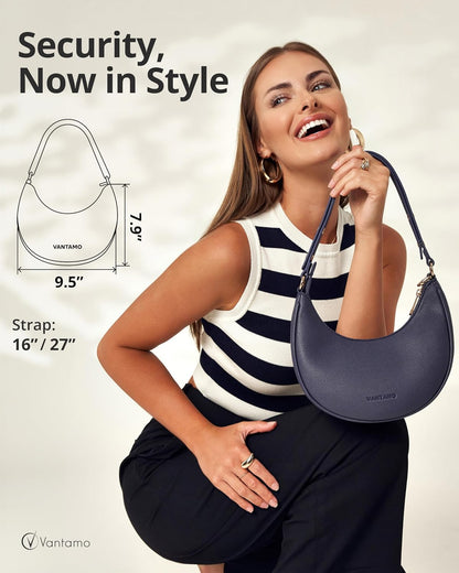Bolsos Vantamo para mujer con forma de media luna con protección RF...