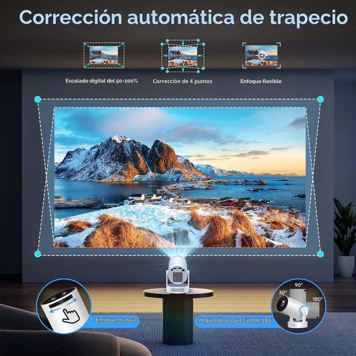 Philoent Mini proyector con WiFi 6 y BT 5.4, aplicaciones integrada...