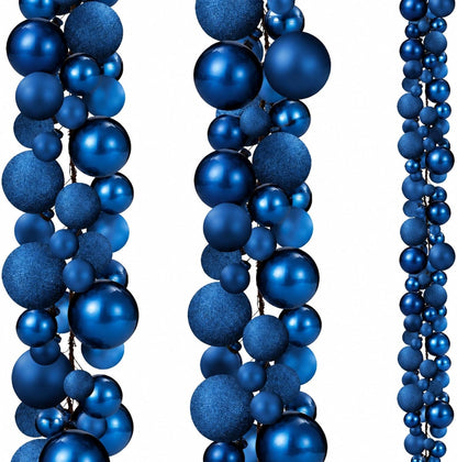 Yuxung 2 guirnaldas decorativas de bolas de Navidad de 6 pies, azul...