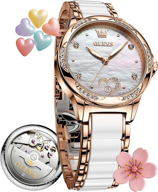 OLEVS Reloj Mujer Reloj Analógico Luminoso Vestido de Acero Inoxida...