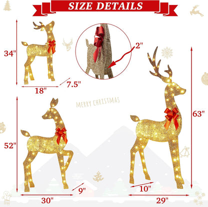 Decoraciones de ciervos navideños grandes iluminados de 63 pulgadas...