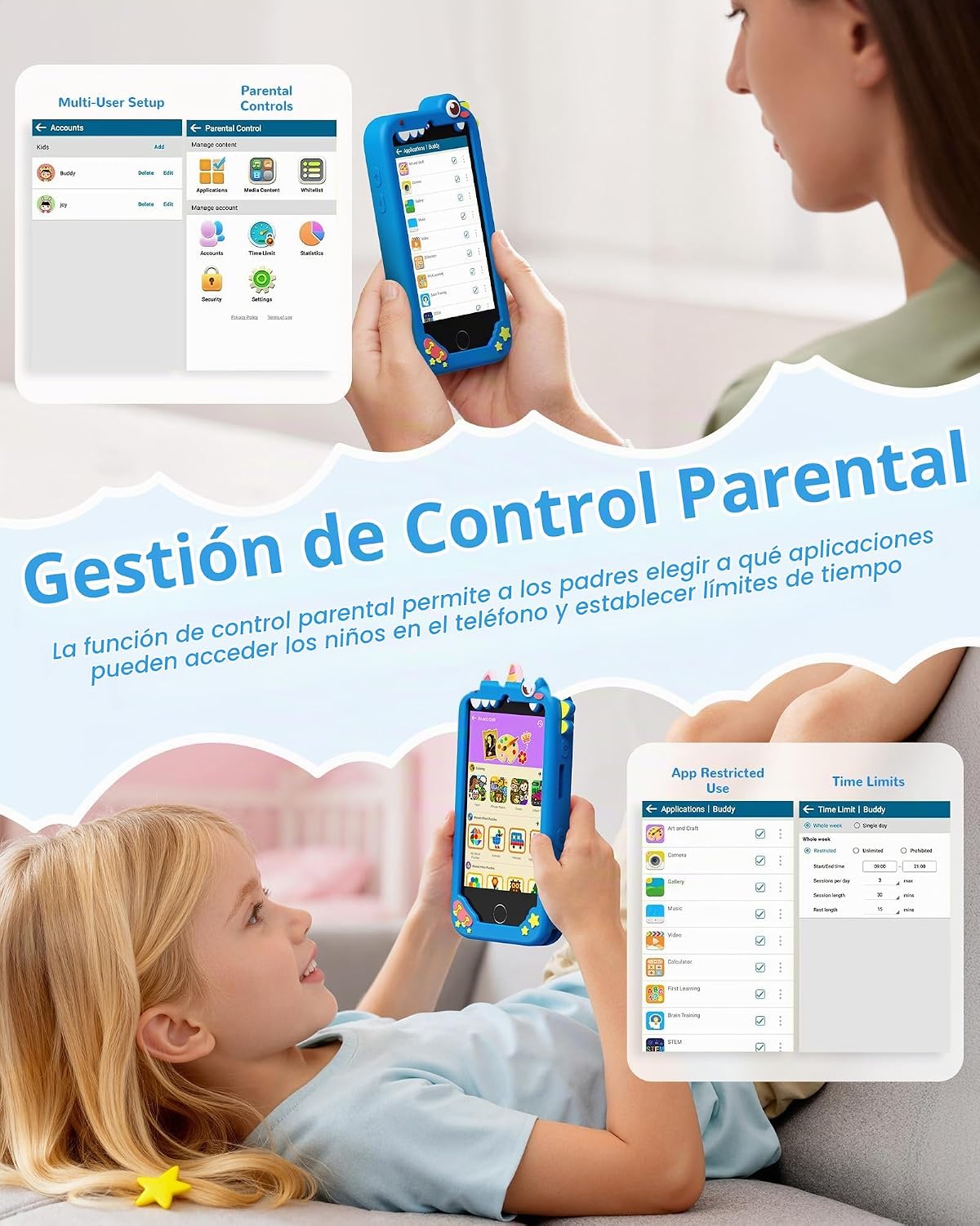 KOKODI Teléfono inteligente para niños de 4 pulgadas, pantalla táct...