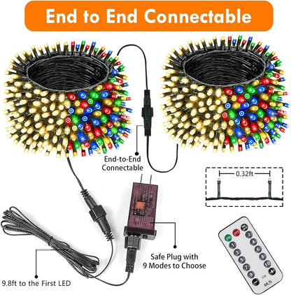 200LED 75.8 FTConnectable luz de Navidad que cambia de color con |...