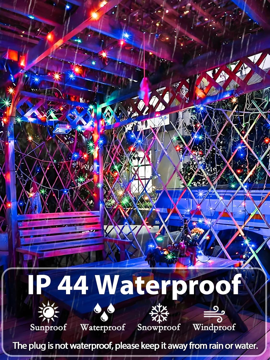 Tira de luces de Navidad multicolor extensibles de 75.8 pies con 20...