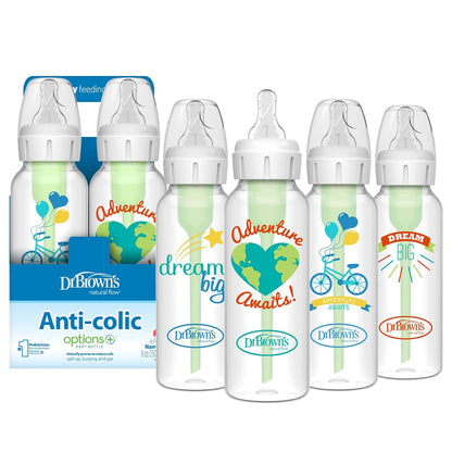 Dr. Brown's Anti-Colic Options+ Biberón estrecho, Aventura, 8 oz |...