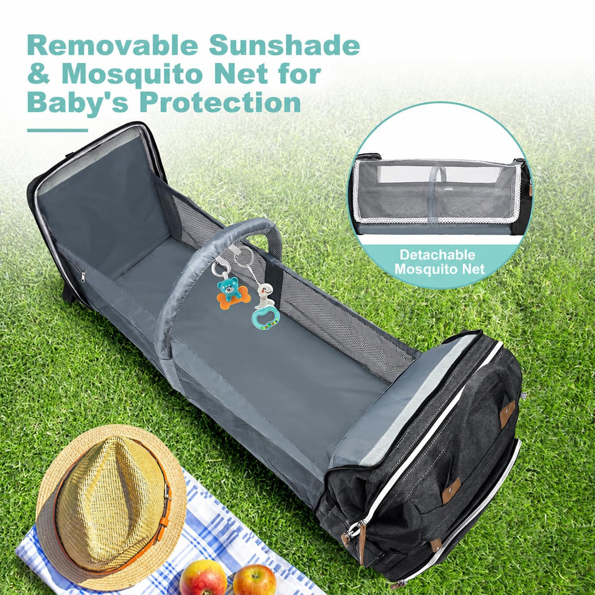 DERJUNSTAR Mochila para pañales, bolsa de bebé grande con cambiador...