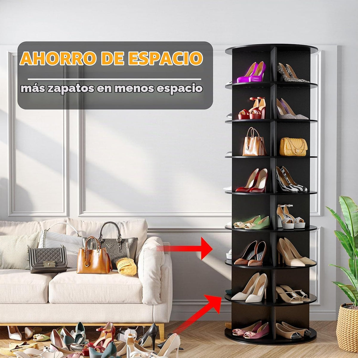 SpaceAid torre giratoria de 8 niveles para zapatos, exhibidor de za...