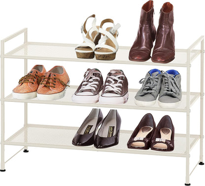 Simple Houseware Zapatero apilable de malla de 3 niveles, color bla...