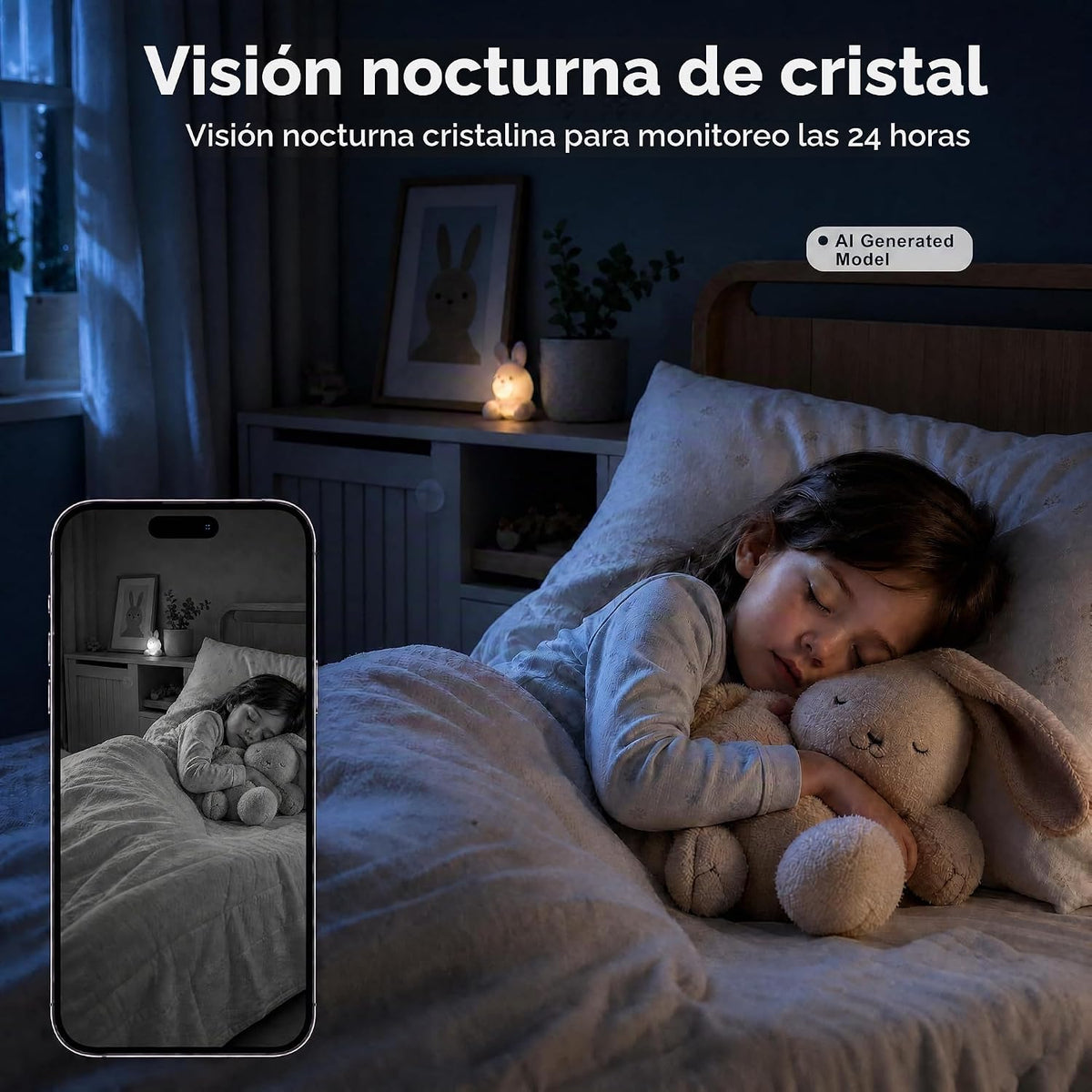 Firskids Cámara de seguridad interior, monitor de bebé de doble len...