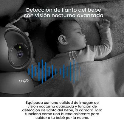 Cámara de seguridad Tapo 2K Pan Tilt para monitor de bebé, cámara p...