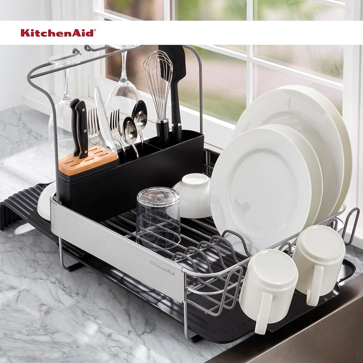 KitchenAid Escurridor expandible para secar platos, 24 pulgadas, ca...