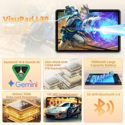 COTGOD Tablet 10 pulgadas, Android 16 Tablet, 26GB RAM 128GB ROM 2T...