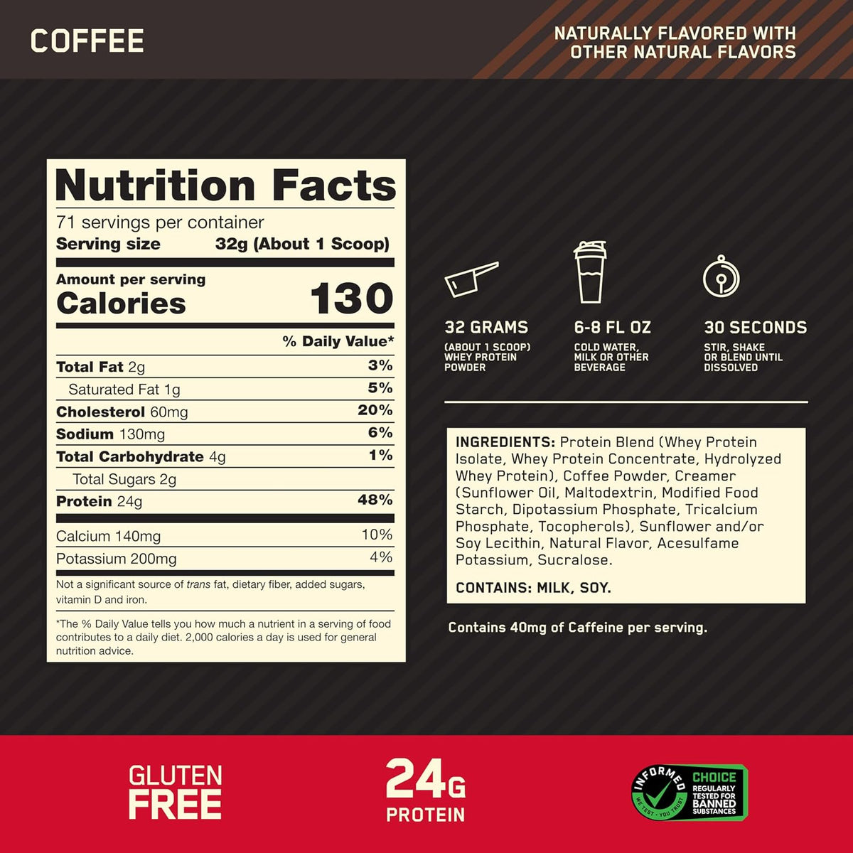 Optimum Nutrition Estándar dorado 100% Proteína de Suero de Leche e...