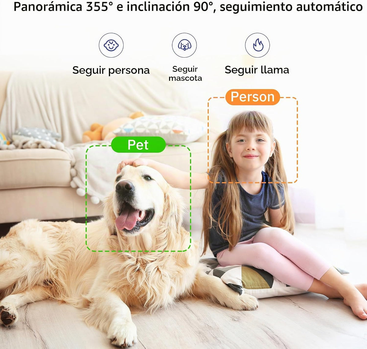 Hugolog Cámara de Seguridad Interior Pan\/Tilt 3K 5MP con Enfoque A...