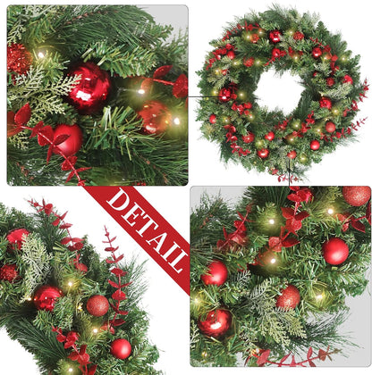 Coronas de Navidad de 24 pulgadas, coronas de Navidad para puerta d...
