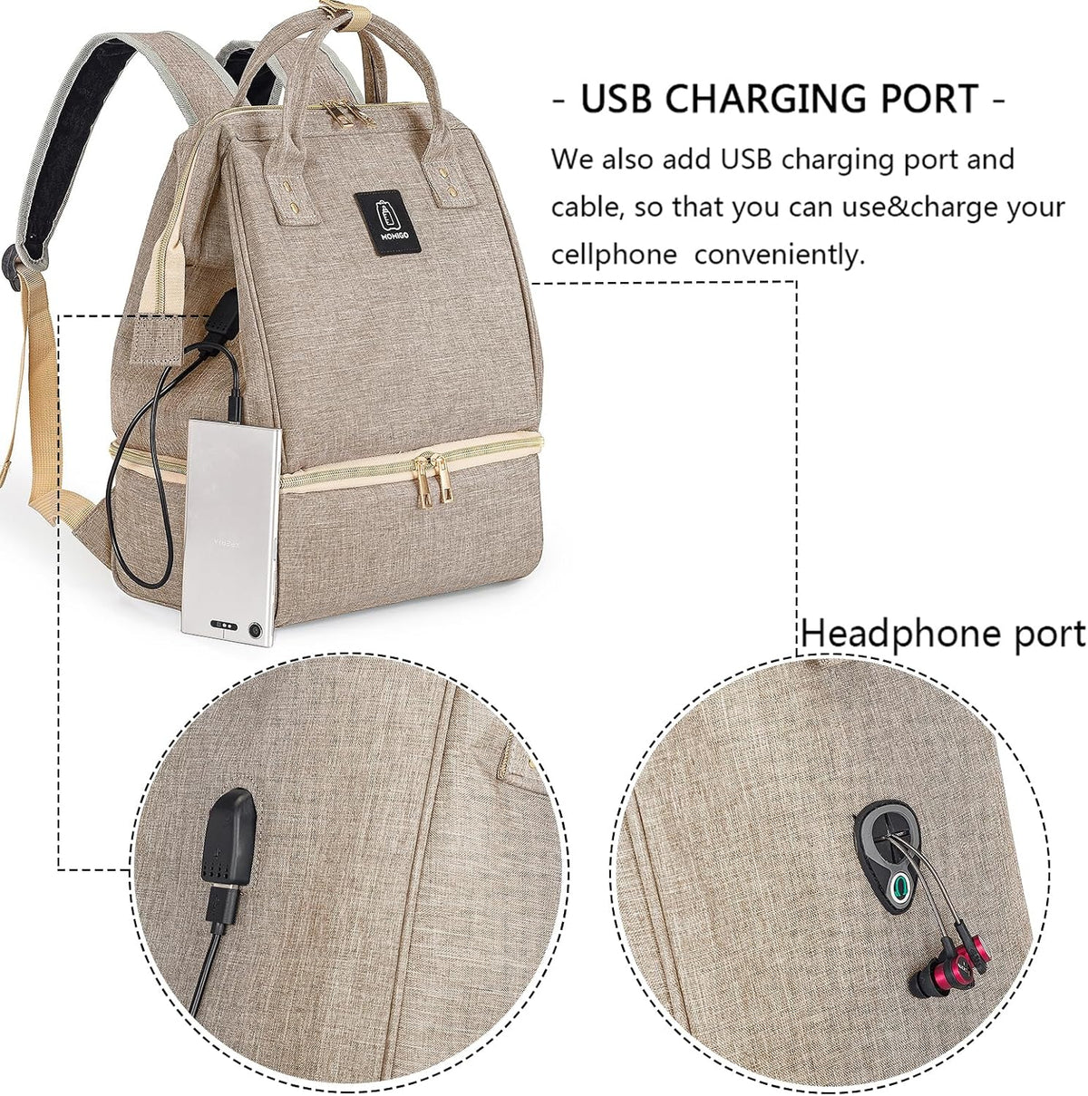 MOMIGO Mochila para extractor de leche \u2013 Doble capa para madre...