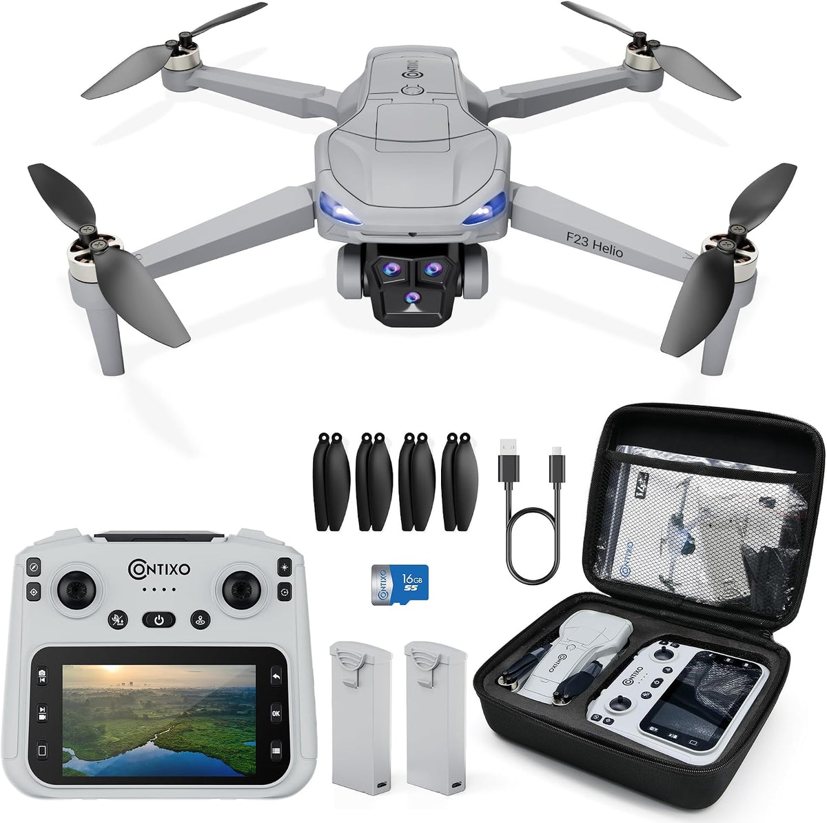 Contixo Dron GPS F23 con cámara, tiempo de vuelo de 46 minutos, con...