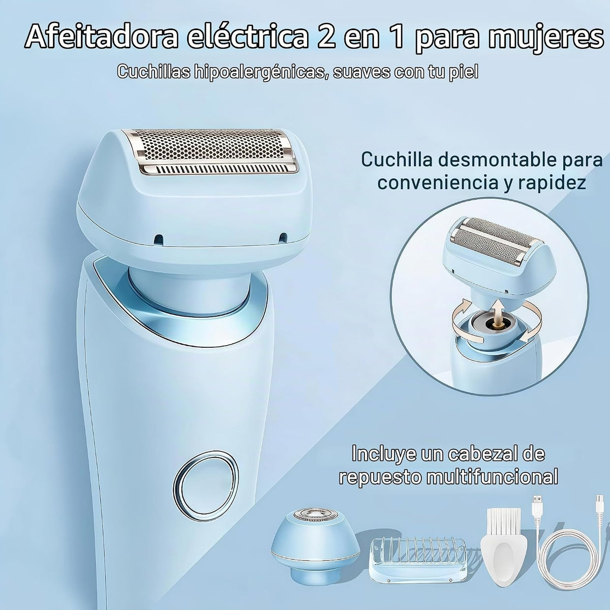 Livora - Afeitadora eléctrica para mujer, maquinilla de afeitar ina...