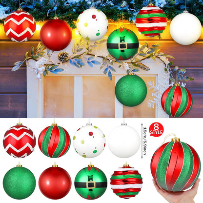Wettarn Juego de 8 adornos navideños grandes de bolas de 6 pulgadas...