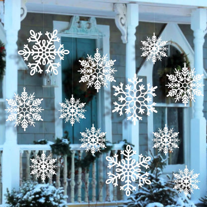 24 piezas de copos de nieve colgantes de Navidad grandes para exter...