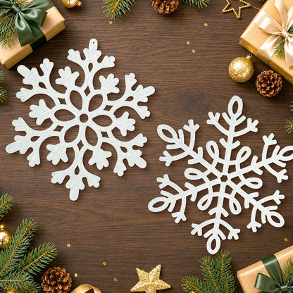 Adornos grandes de copos de nieve para decoración de árbol de Navid...
