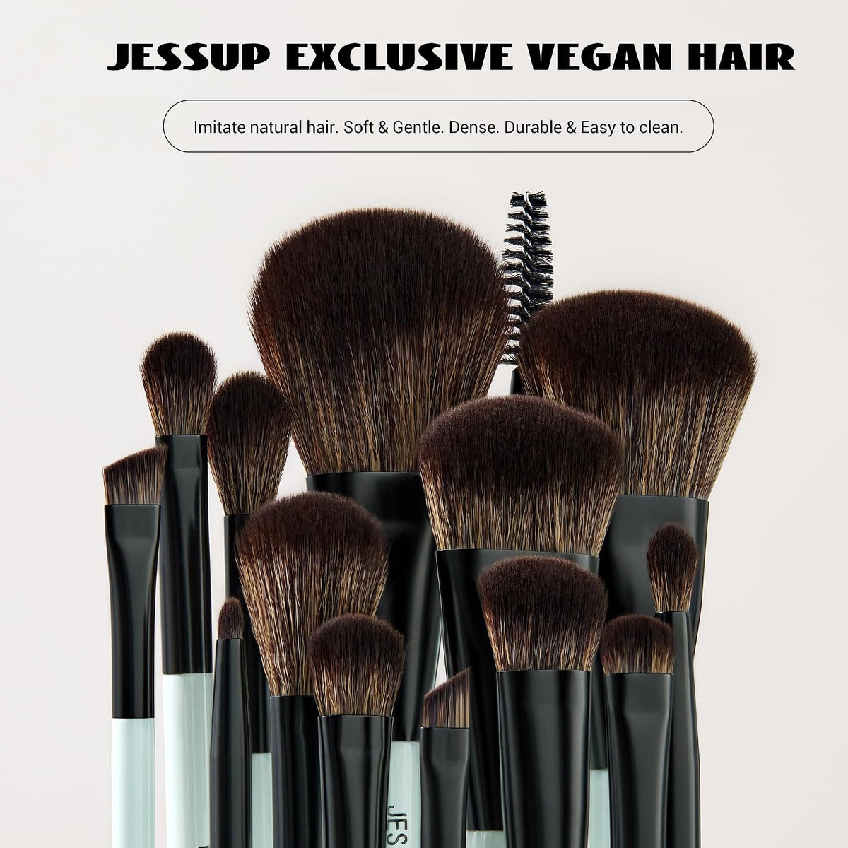 Jessup Juego de brochas de maquillaje, 10 piezas, doble cara para b...