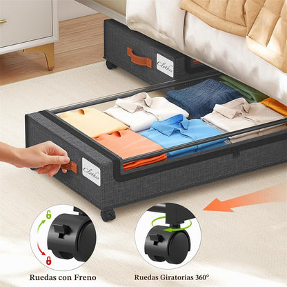 Yecaye Almacenamiento debajo de la cama de 70 litros con ruedas, pa...