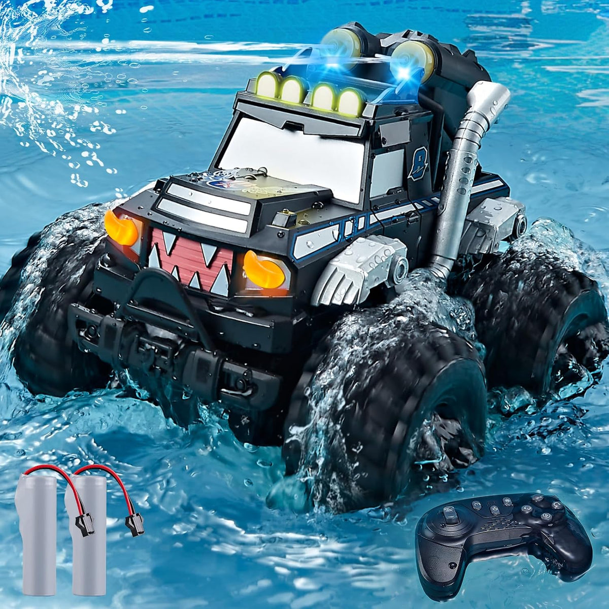 Calefwe - Coche de control remoto anfibio 3 en 1, barco a control r...