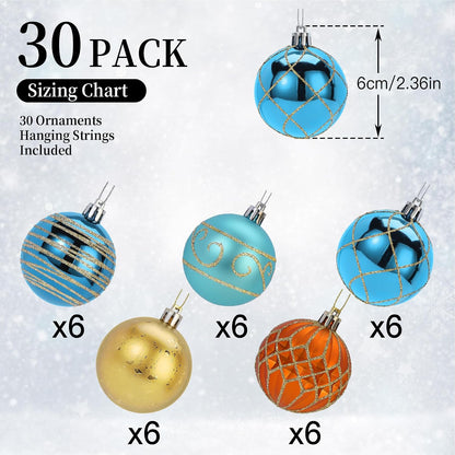 SHareconn - 30 bolas de árbol de Navidad de 2.36 pulgadas, bolas de...
