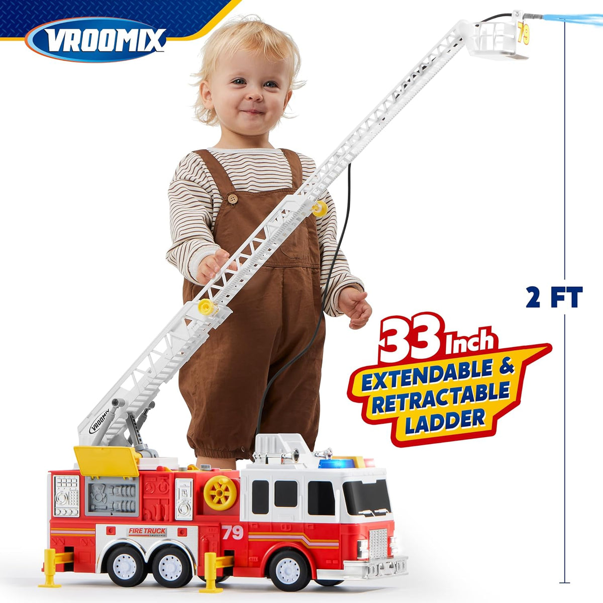 JOYIN Juguete de camión de bomberos extragrande de 33 pulgadas y ju...