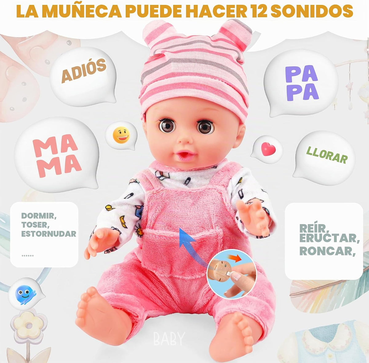 SMILESSKIDDO Muñeca bebé de 14 pulgadas para niñas pequeñas con acc...