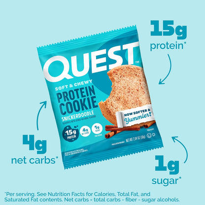 Quest Nutrition Snickerdoodle - Galleta de proteína, 0.53 oz de pro...