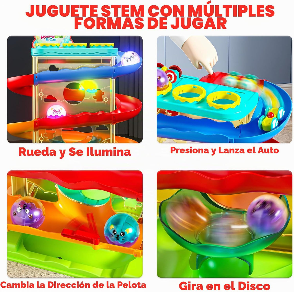 Juguete Montessori 2 en 1 de pista de carreras para niños pequeños...