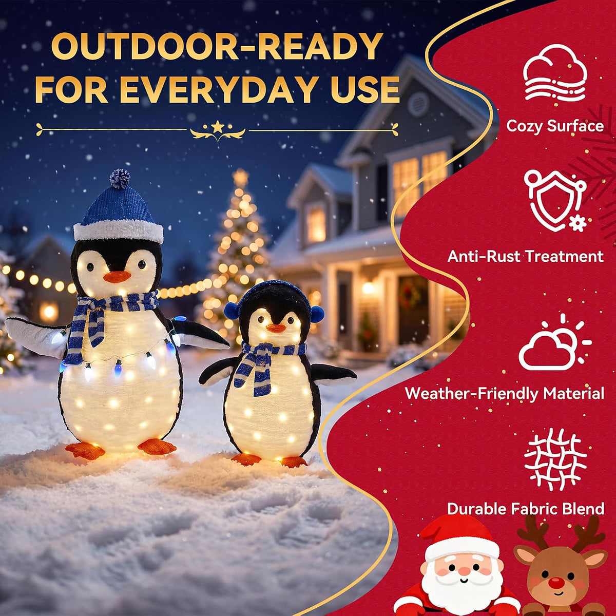 NEWBULIG 2 piezas de pingüino iluminado para exteriores, decoracion...