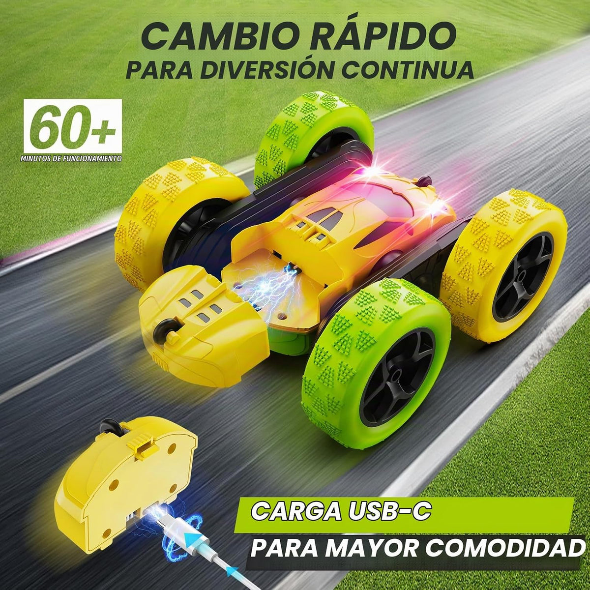 QUNREDA - Coche a control remoto, juguetes de coche RC para niños d...