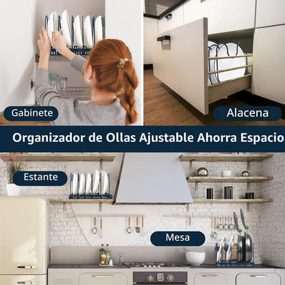 ROOHUA Estante organizador de tapas de ollas y sartenes para debajo...