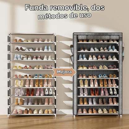 LANTEFUL Zapatero con cubiertas, organizador de zapatos de 10 nivel...
